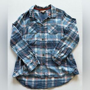 DB Women’s Blue Plaid Long Sleeve Shirt Size S